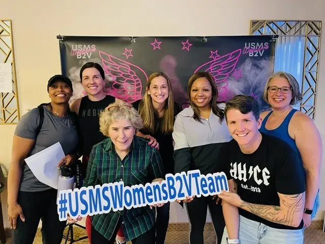 Baker to Vegas Challenge Cup Relay Participants with USMS Women banner