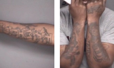 Carolinas Regional Fugitive Task Fugitive - Bryson Jamel Bradley Tattoos